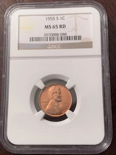 1955 S 1C MS 65 RD -NGC Graded #3970888-088 “Lincoln Wheat Cent !”
