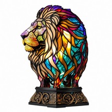 L&ouml;wenfigurskulptur-lampe aus harz mosaikartig usb-lampe mit l&ouml;wenfigur und