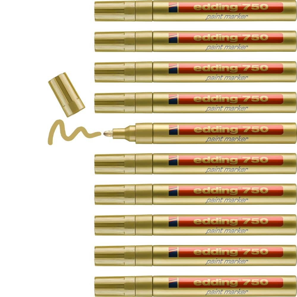 edding 750 paint marker - gold - 10 pens - round tip 2-4 mm - paint marker for m