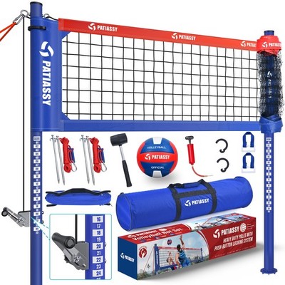 Volleyball Net for Backyard Outdoor Play w/Heavy-Duty Winch System Boundary Line