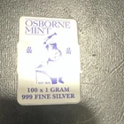 Osborne Mint 100 x 1g Fine Silver Bar 999 Bar Shape Total 100g Silver