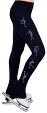Ice Figure Skating Dress Practice Pants Trousers Leggings w/Rhinestone R224BB