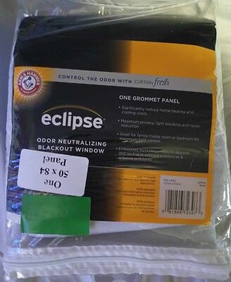Eclipse 50x84 One Grommet Panel odor neutralizing blackout window curtain white