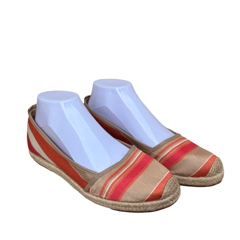 Antonio Melani Teegan Espadrilles Stripped Flat Slip On Shoes Orange Tan Size 9 - Image 2 of 4