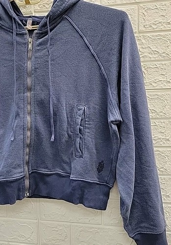 New Free People Wild Al Heart Full Zip Hooded Jacket Blue Size Small - 第 2/6 張圖片