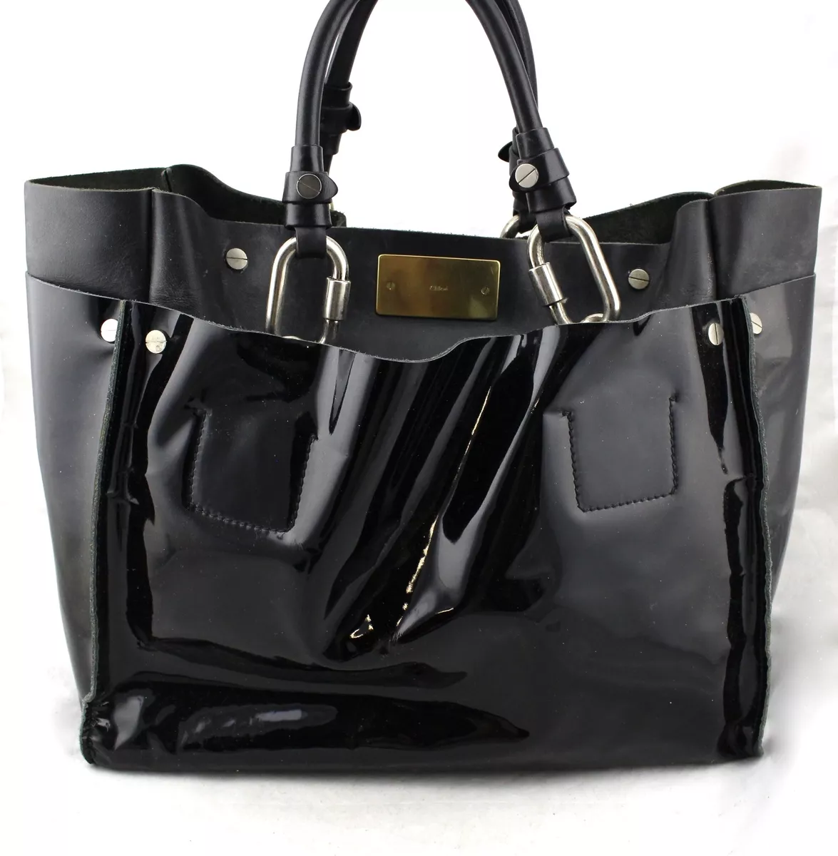 Black Patent Leather Tote