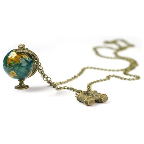 Globe Necklace Travel Vintage Antique Pendants for Women Jewelry