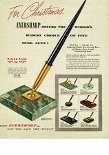 1952 EVERSHARP Pen Desk Set Vintage Ad 