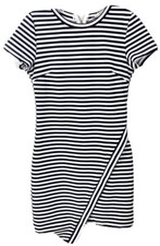 Tea & Cup Small Bodycon Prisoner Costume Stripe Dress Med Weight Stretch GUC