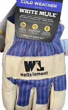 NWT Wells Lamont White Mule Cold Weather L Gloves Insulated 5127L 5127 Thinsulat