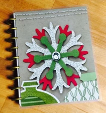 Red Green Scrapbook Sparkle Ornaments Front/Back Cover Set 4 use w HAPPY Planner