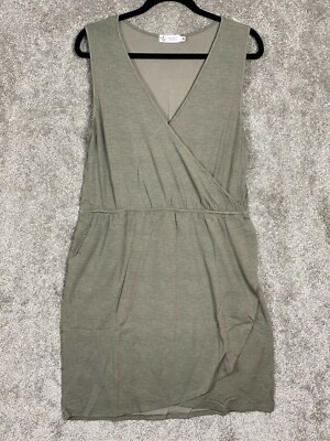 carve designs kendall dress Carve Designs Kendall Dress Large Olive Stripe Sleeveless Faux Wrap Athleisure L