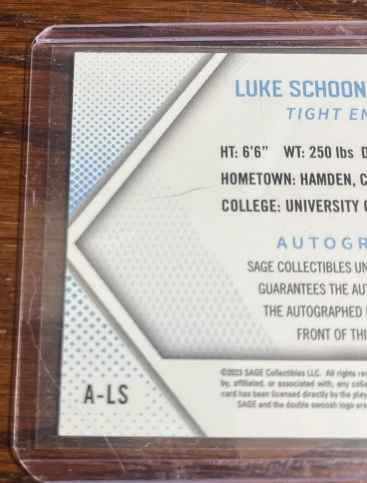 2023 SAGE High Series - Autographs Gold #A-LS Luke Schoonmaker (AU, RC) - Image 4 of 4