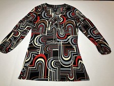 Rachel Adams Long sleeve Medium Button Studed Soft V pleated v neck mini