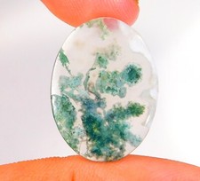09 Cts Natural Green Moss Agate Oval Cabochon Loose Gemstone 25x18x2 mm CG 0124