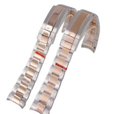 Bracciale acciaio inox 20mm oro rosa lucido centro 904L adatto per orologio 40mm