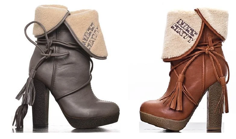 Miss Sixty Damen Leder High Heels Stiefeletten Schuhe Daisy Cognac  