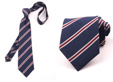 New Classic Striped Blue Red JACQUARD WOVEN 100 Silk Men's Necktie Tie
