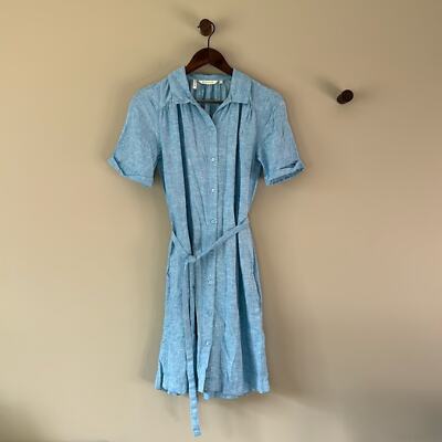 NWOT TOM TAILOR LINEN SHORT SLEEVE BUTTON UP MIDI DRESS WITH POCKETS SIZE 36