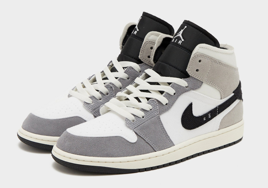 Nike mens Air Jordan 1 Mid Shoes, Cement Grey/White