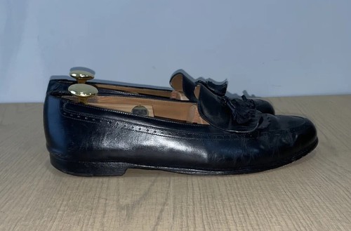 MOCASSINI VINTAGE SALVATORE FERRAGAMO NAPPA PELLE NERA Tg 10D MADE IN ITALY - Foto 4 di 16