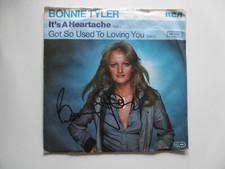 Bonnie Tyler autograph signed 18x18 cm single vinyl "It's A Heartache"