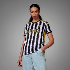Size L- Adidas Women&rsquo;s Juventus 23/24 Home Soccer Jersey, Black/White/Yellow.