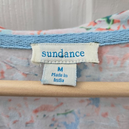 Sundance Burnout Tshirt Womens Medium Blue Orange Lightweight Colorful Sheer - Picture 3 of 8