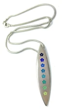 Vintage JML Stylish Sterling Silver Enamel Daisy Pendant Necklace