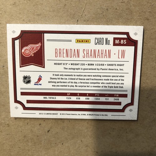 Rare Brendan Shanahan 2012-13 Panini Limited Hockey Monikers Patch AUTO /15 - Picture 7 of 7