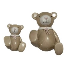 Vtg Fitz  Floyd Omnibus Teddy Bear Ceramic Wall Hook 1984 Taiwan Beige Pink