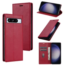 For Google Pixel 8 Pro 7a 6 Leather Wallet Flip Stand Case Screen Protector