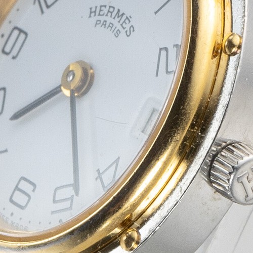 Hermès Clipper Ladies Quartz Vintage Silver Gold Women Mini Watch 24 mm - Picture 3 of 14