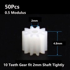 50Pcs 10 Teeth Plastic Gear Wheel Reduction Gears for 2mm Toy Car Motor Shaft