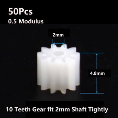 50Pcs 10 Teeth Plastic Gear Wheel Reduction Gears for 2mm Toy Car Motor Shaft