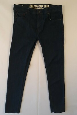 RINGSPUN Men's Dark Blue Denim Riskin Jeans W 32 L 32 Skinny Fit 