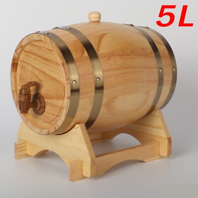 Oak Barrel 5 liter Steel Hoop Whiskey Wine Beer wood barrel