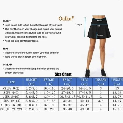 Oalka Damen Gr. S Faltenrock mit Taschen High Waist Sport Sport Skorts - Bild 4 von 4