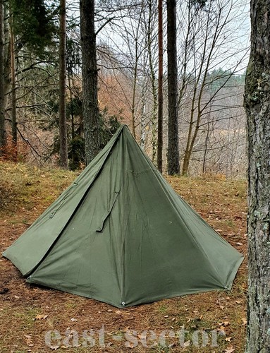 Vintage Military TENT Lavvu Set 2-Person Half Poncho Shelter Tarp Polish Army s2 - Picture 2 of 12