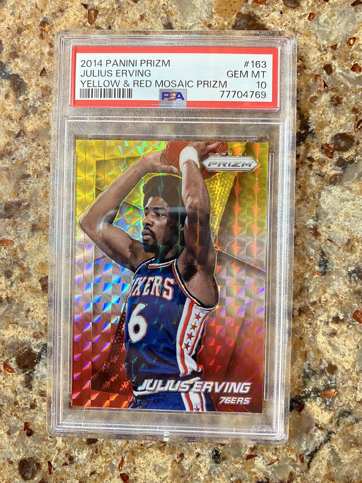 2014-15 Prizm Julius Erving #163 Yellow And Red Prizm 76ers PSA 10 POP 3 🔥