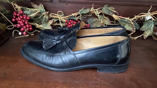 Johnston Murphy Mens Black All Leather Dress Loafers Size 10 Italy - Picture 5 of 7