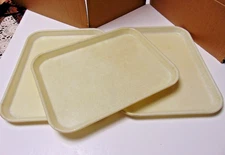 Three (3) Vintage School Cafeteria Lunch Trays 14 x 10.75 inches Natural Color