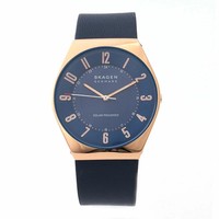 Skagen SKW6834 Solarbetriebenes Blaues Zifferblatt Goldfarbenes Mesh Herrenuh...