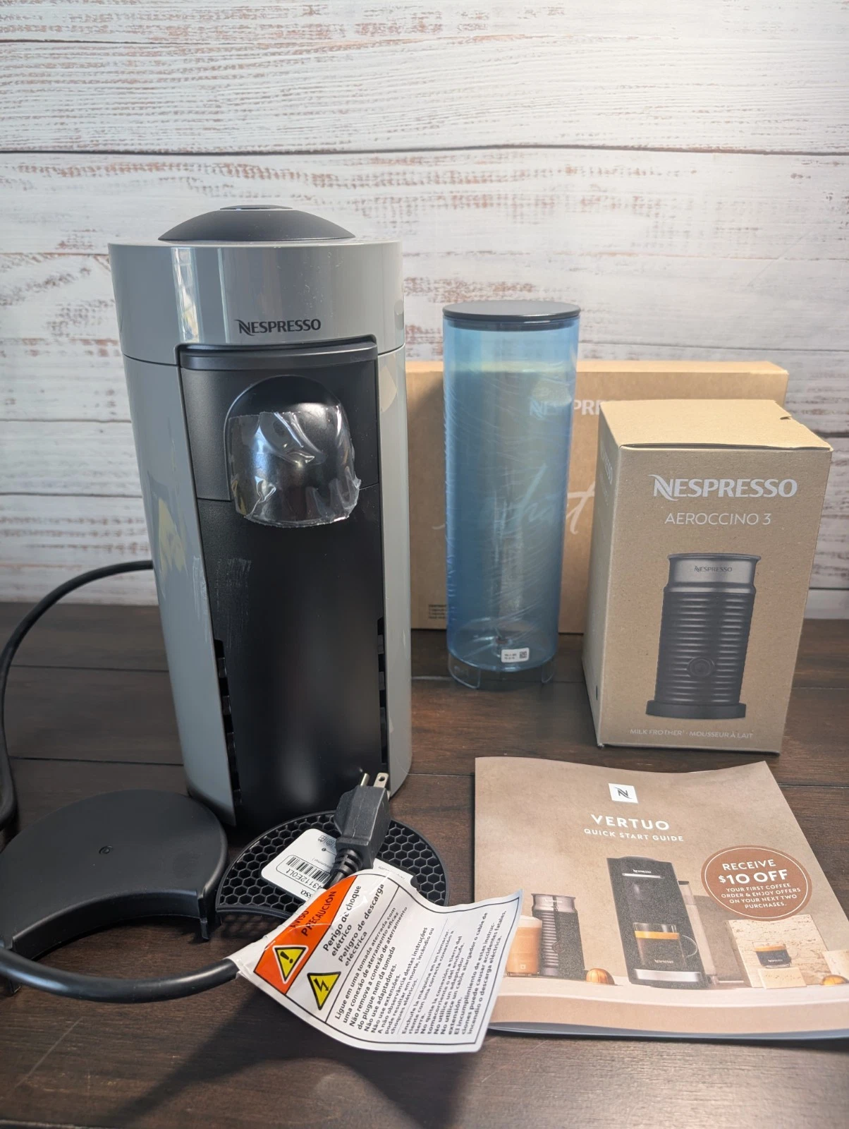 De'Longhi Nespresso Vertuo Plus Coffee and Espresso Maker Grey with Milk Frother