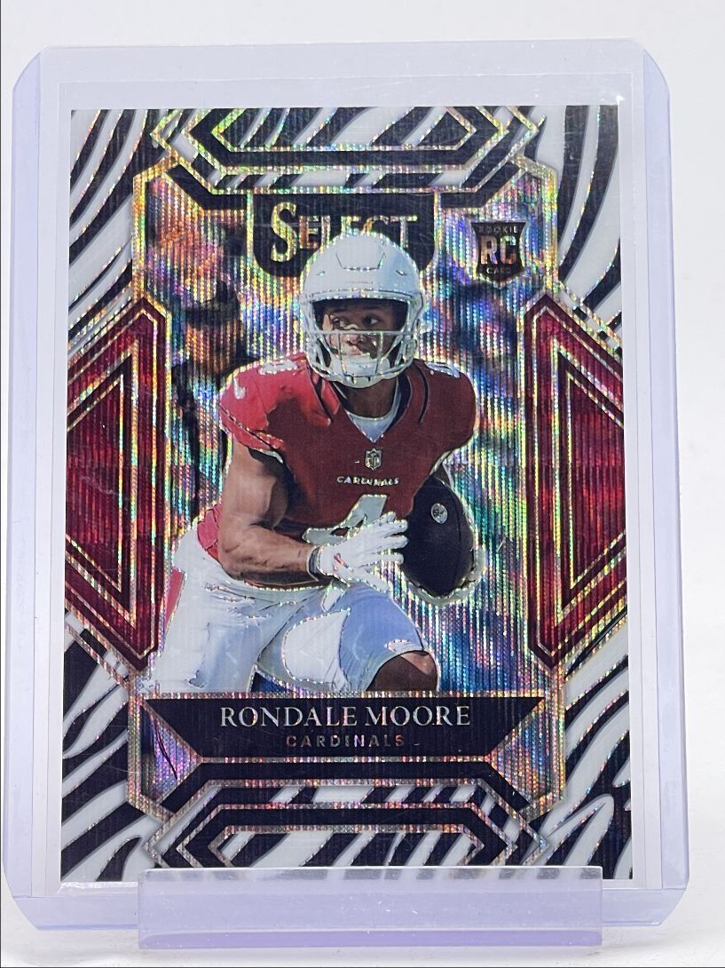RONDALE MOORE 2021 SELECT CLUB LEVEL ROOKIE ZEBRA PRIZM CARDINALS RC Q5651