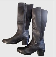 Clarks New Comfortable, Stack Heel Leather,  ...