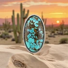 Vintage Sterling Silver Southwestern Turquoise Ring Signed St. Claire Size 9.75