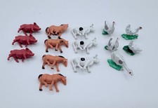 Lot of 15 Miniature Plastic Farm Animal Figurines Horses, Cows, Pigs, Chickens