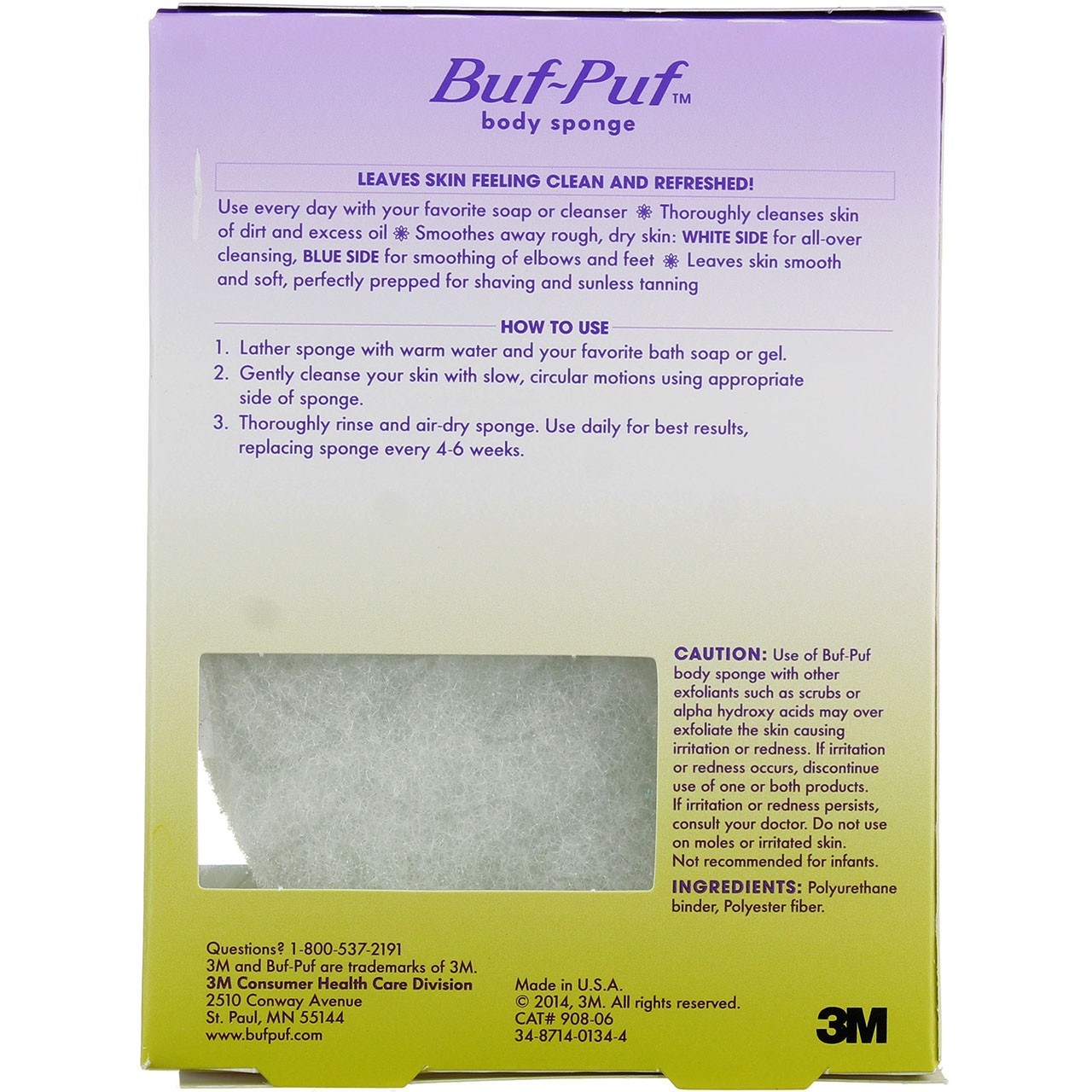 3 Pack Buf-Puf Body Sponge, Double-Sided