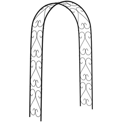 Rosenbogen, Torbogen aus Stahl, Gartenbogen für Kletterpflanzen, Schwarz